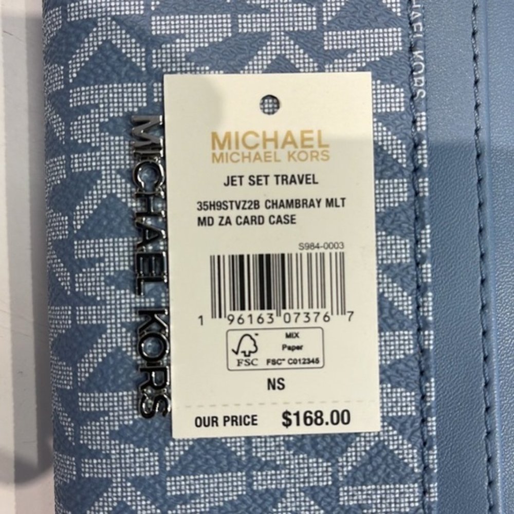 Michael Kors Jet Set Travel Medium Zip Around Card Case Chambray Multi - Picture 15 of 15